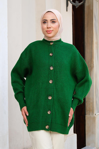 Oversize Triko Hırka Yeşil