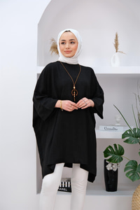 OVERSIZE YARASA KOL TUNIK SIYAH