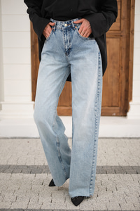 Paça Kesik Boru Paça Pantolon Buz Mavi