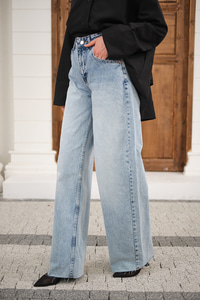 Paça Kesik Boru Paça Pantolon Buz Mavi