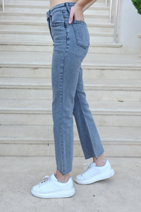 Paça Kesik Detay Kot Pantolon Füme