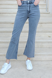 Paça Kesik Detay Kot Pantolon Füme