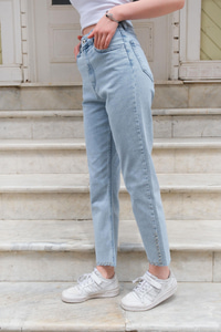 Paça Taşlı Kot Pantolon Buz Mavi