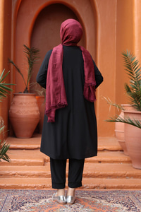 Paçası Lastik Detaylı Takım Siyah