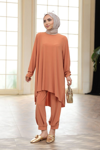 Paçası Lastik Detaylı Takım Turuncu