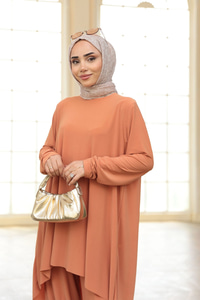 Paçası Lastik Detaylı Takım Turuncu