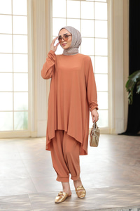 Paçası Lastik Detaylı Takım Turuncu