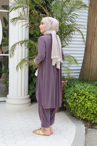 Paçası Lastik Detaylı Takım Vişne Çürüğü