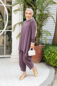 Paçası Lastik Detaylı Takım Vişne Çürüğü