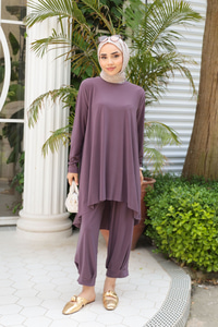 Paçası Lastik Detaylı Takım Vişne Çürüğü