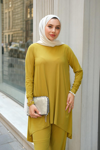 Paçası Lastik Detaylı Takım Yağ Yeşil