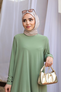 Paçası Lastik Detaylı Takım Yeşil