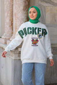 Packers Bisiklet Yaka Sweatshirt  Beyaz