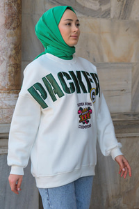 Packers Bisiklet Yaka Sweatshirt  Beyaz