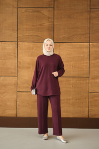Pantolonlu Takım Bordo