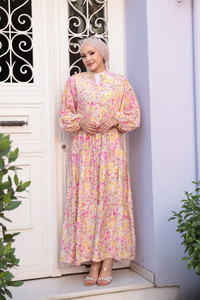 Papatya Desen Elbise Pembe