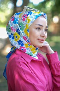 Uygun Fiyatlı PAPATYA DESEN ESARP  MAVI | Loccomoda.com 