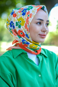 Uygun Fiyatlı PAPATYA DESEN ESARP  ORANJ | Loccomoda.com 