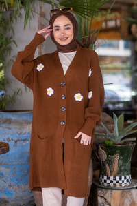 Uygun Fiyatlı PAPATYA DESEN HIRKA  KAHVERENGI | Loccomoda.com 