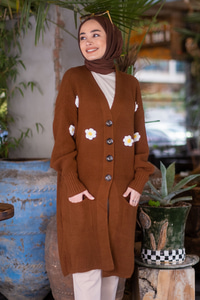 Uygun Fiyatlı PAPATYA DESEN HIRKA  KAHVERENGI | Loccomoda.com 