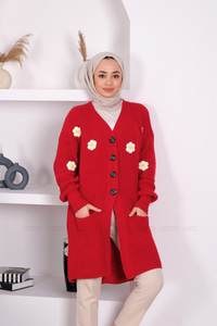 PAPATYA DESEN HIRKA  KIRMIZI