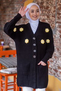 Uygun Fiyatlı PAPATYA DESEN HIRKA  SIYAH | Loccomoda.com 