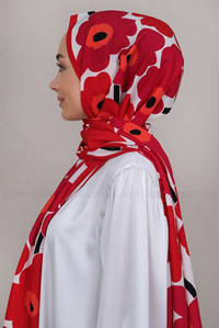 Uygun Fiyatlı PAPATYA DESEN SAL  KIRMIZI | Loccomoda.com 