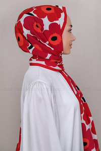 Uygun Fiyatlı PAPATYA DESEN SAL  KIRMIZI | Loccomoda.com 