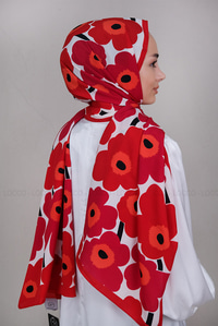 Uygun Fiyatlı PAPATYA DESEN SAL  KIRMIZI | Loccomoda.com 