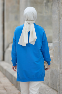 Papatya Nakışlı Tunik Mavi