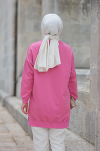 Papatya Nakışlı Tunik Pembe