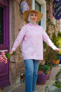 Papyon Detaylı Gömlek Pembe