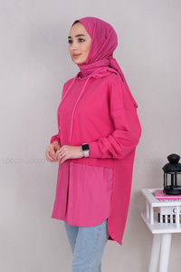 Uygun Fiyatlı PARASUT DETAY TUNIK FUSYA | Loccomoda.com 