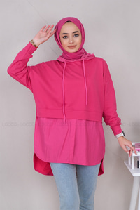 Uygun Fiyatlı PARASUT DETAY TUNIK FUSYA | Loccomoda.com 