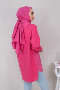 Uygun Fiyatlı PARASUT DETAY TUNIK FUSYA | Loccomoda.com 