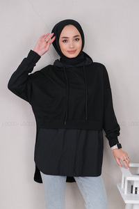 Uygun Fiyatlı PARASUT DETAY TUNIK SIYAH | Loccomoda.com 