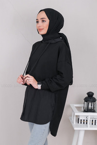 Uygun Fiyatlı PARASUT DETAY TUNIK SIYAH | Loccomoda.com 