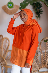 Uygun Fiyatlı PARASUT DETAY TUNIK TURUNCU | Loccomoda.com 