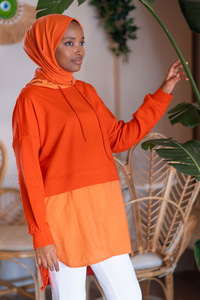 Uygun Fiyatlı PARASUT DETAY TUNIK TURUNCU | Loccomoda.com 