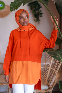 Uygun Fiyatlı PARASUT DETAY TUNIK TURUNCU | Loccomoda.com 