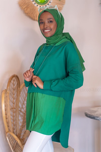 Uygun Fiyatlı PARASUT DETAY TUNIK YESIL | Loccomoda.com 