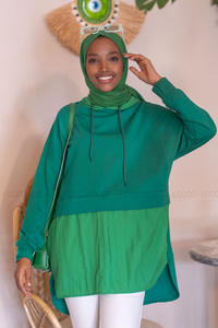 Uygun Fiyatlı PARASUT DETAY TUNIK YESIL | Loccomoda.com 