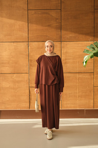 Parça Bağlamalı Elbise Kahverengi