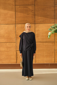 Parça Bağlamalı Elbise Lacivert