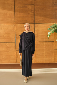 Parça Bağlamalı Elbise Lacivert