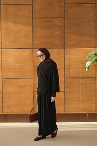 Parça Bağlamalı Elbise Siyah