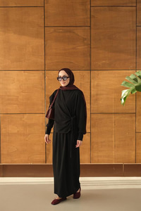 Parça Bağlamalı Elbise Siyah