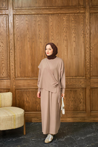 Parça Bağlamalı Elbise Vizon