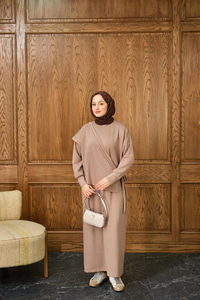 Parça Bağlamalı Elbise Vizon