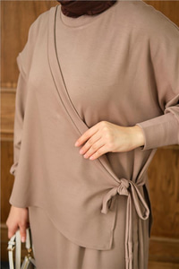 Parça Bağlamalı Elbise Vizon